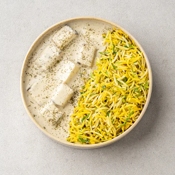 Malai Paneer Tikka With Cilantro Cumin Rice